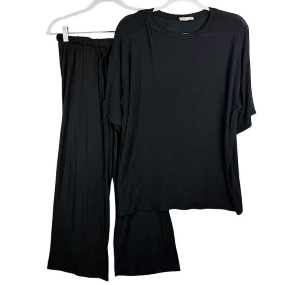 Shop‎ Stevie Black Lounge Set Short Sleeve Top & Pants Sweatpants Size S/M